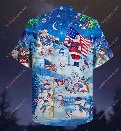 Patriotic Christmas Short Hawaiian Shirt Vacation Short Sleeve Vintage Hawaiian Shirts Hawaiian Shirt Pattern, Hawaiian Shirt Gift, Christmas Gift