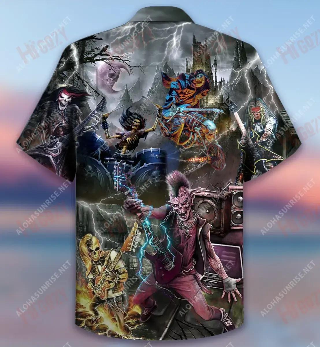 Skull On Party Music At Midnight Short Hawaiian Shirt Hobbies Tropical Shirts Best Hawaiian Shirts Funny Hawaiian Shirts, Hawaiian Shirt Gift, Christmas Gift