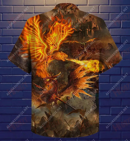 Dragon Warrior Always Protect You Even When Disembodiment Short Hawaiian Shirt Vacation Tropical Shirts Hawaiian Crazy Shirts Funny Hawaiian Shirts, Hawaiian Shirt Gift, Christmas Gift