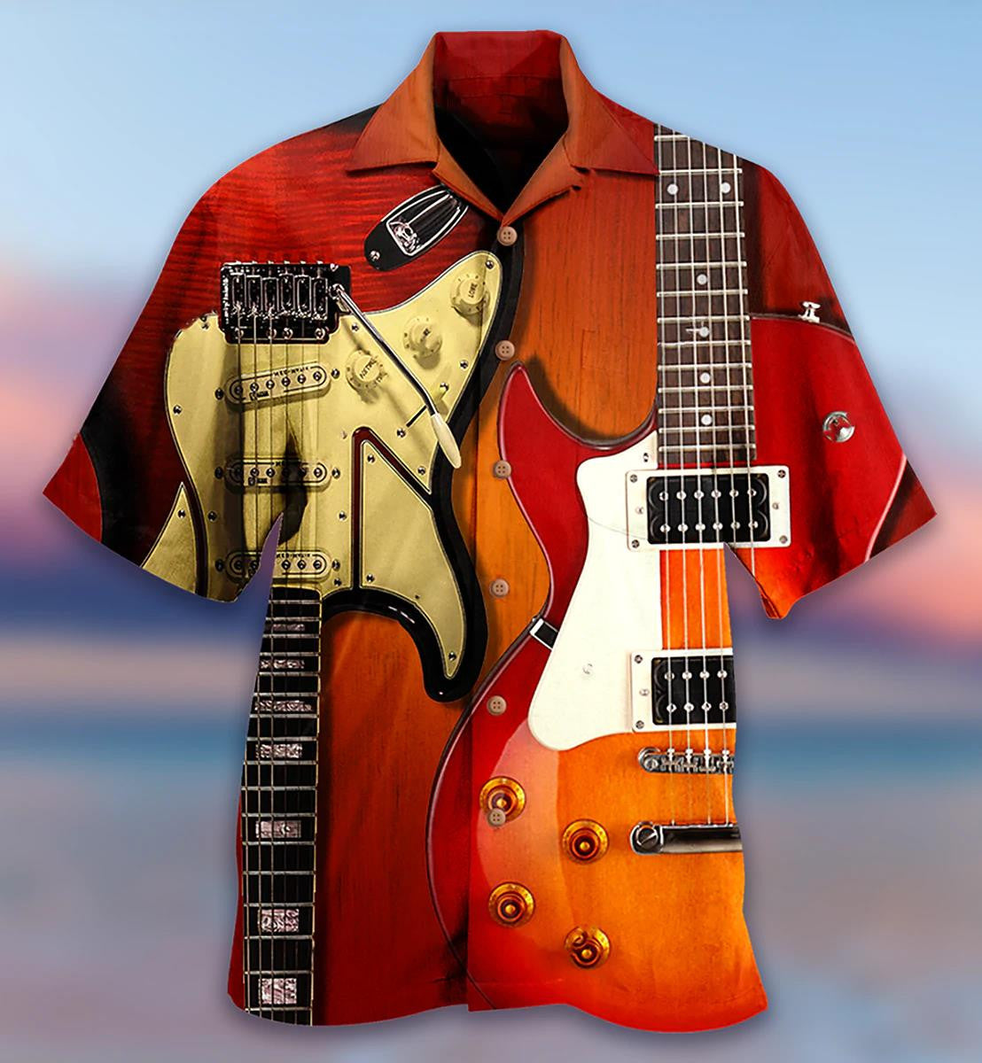 Music Is My Soul Vintage Design Of Guitar Hawaiian Shirt, Hawaiian Shirt Gift, Christmas Gift