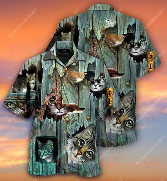 I Live In The Meow Short Hawaiian Shirt Vacation Aloha Shirt Hawaiian Crazy Shirts Hawaiian Shirts For Men, Hawaiian Shirt Gift, Christmas Gift