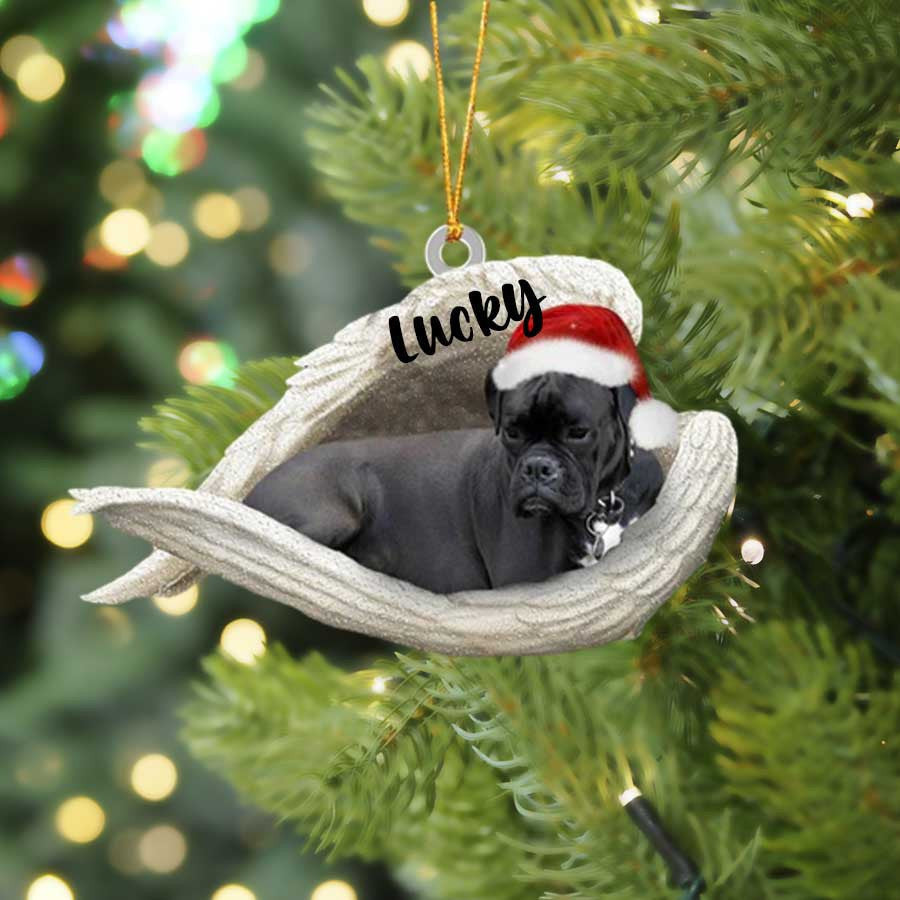 Boxer Sleeping Angel Christmas Flat Acrylic Dog Ornament Memorial Dog Gift, Christmas Gift, Christmas Decoration