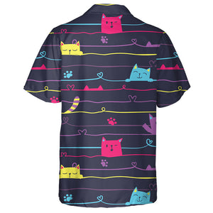 Abstract Line With Hearts And Cat Laughs Hawaiian Shirt, Hawaiian Shirt Gift, Christmas Gift