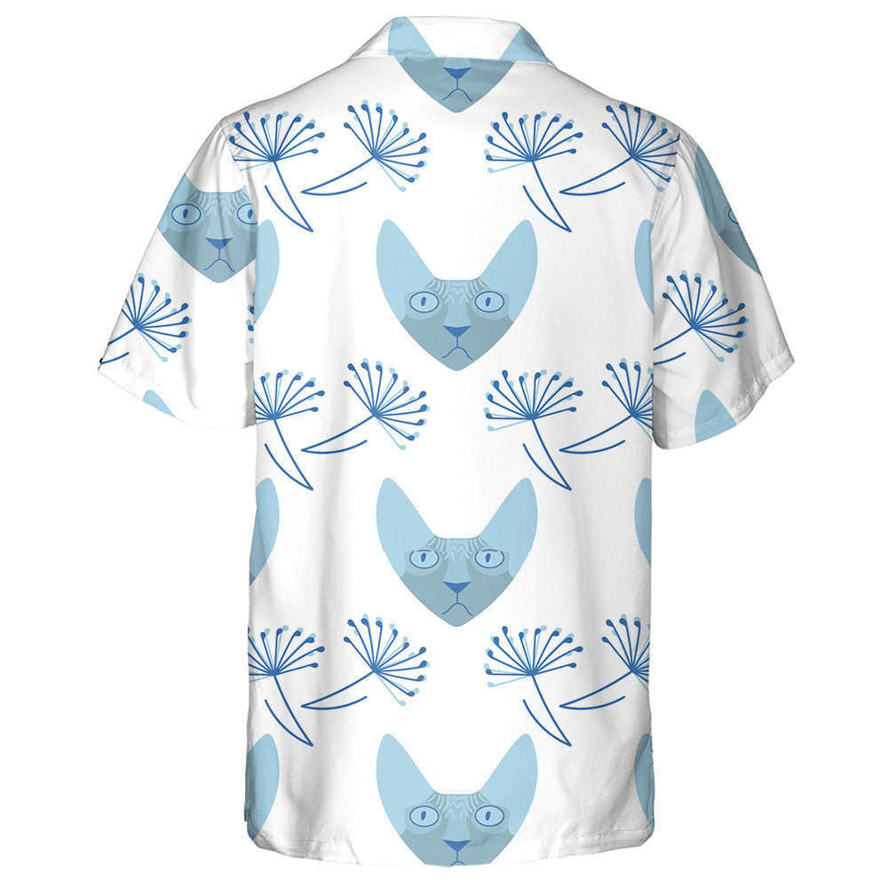Sphynx Cat And Dandelion Flowers On White Background Hawaiian Shirt, Hawaiian Shirt Gift, Christmas Gift