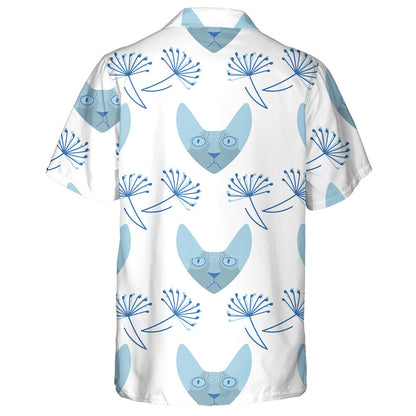 Sphynx Cat And Dandelion Flowers On White Background Hawaiian Shirt, Hawaiian Shirt Gift, Christmas Gift