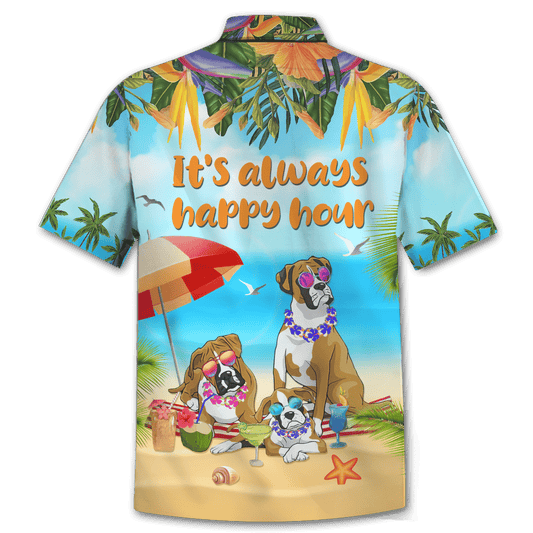 Boxer Dog In Beach Pattern Hawaiian Shirt, Hawaiian Shirt Gift, Christmas Gift