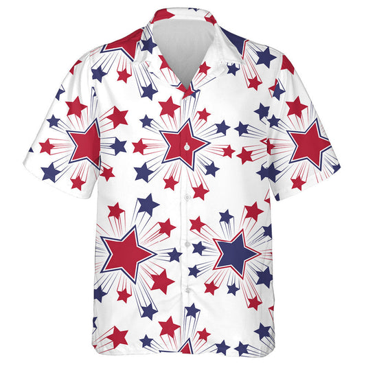 Patriotic Bright American Stars Symbols On White Background Hawaiian Shirt, Hawaiian Shirt Gift, Christmas Gift