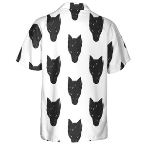 Wolf Animal Dog Head Dark Black Hawaiian Shirt,Hawaiian Shirt Gift, Christmas Gift