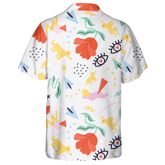 Christmas Theme With Flowers Dogs Stars And Geometric Hawaiian Shirt, Hawaiian Shirt Gift, Christmas Gift