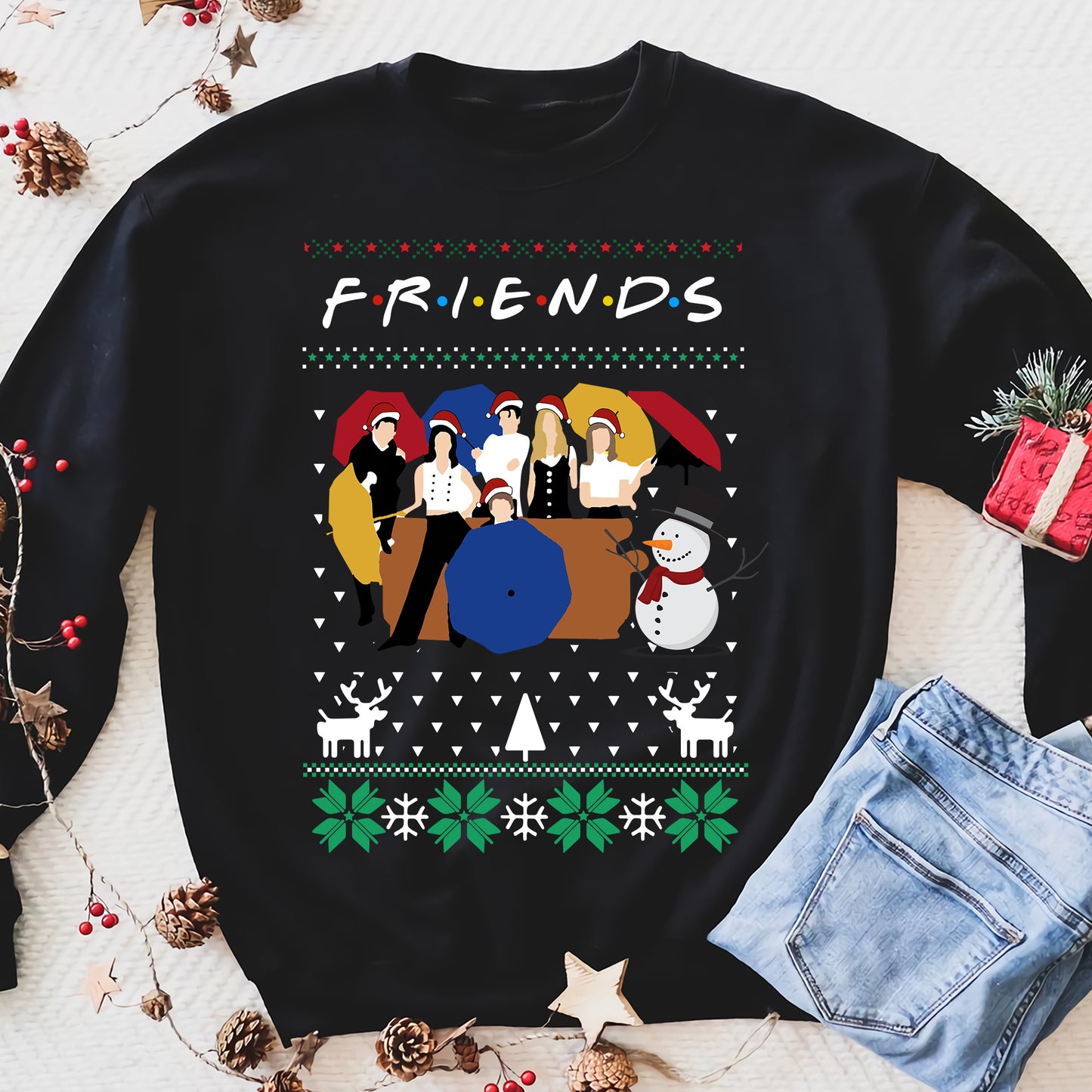 Friends And Snowman Christmas Ugly Sweatshirt - Lustiges Sweatshirt als Geschenk für Männer und Frauen 