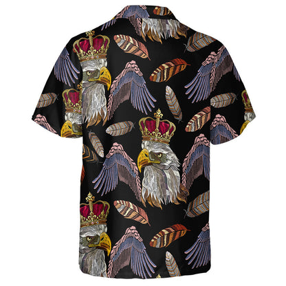 Embroidery Head Eagle Wings And Feather Hawaiian Shirt,Hawaiian Shirt Gift, Christmas Gift
