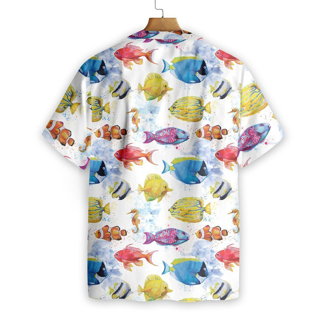 Fish Water Color On White Background Pattern Hawaiian Shirt, Hawaiian Shirt Gift, Christmas Gift