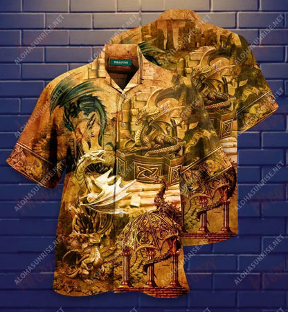 Every Castle Is Guarded By Dragons Short Hawaiian Shirt Vacation Short Sleeve Custom Hawaiian Shirts Hawaiian Shirt Pattern, Hawaiian Shirt Gift, Christmas Gift