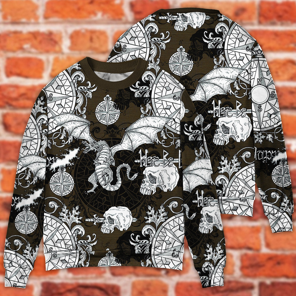 Dragon Flying With Skull Gothic Style Ugly Christmas Sweater, Christmas Gift, Gift Christmas 2024
