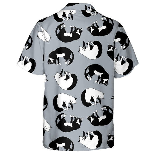 Black And White Sleeping Cats On Gray Background Hawaiian Shirt, Hawaiian Shirt Gift, Christmas Gift