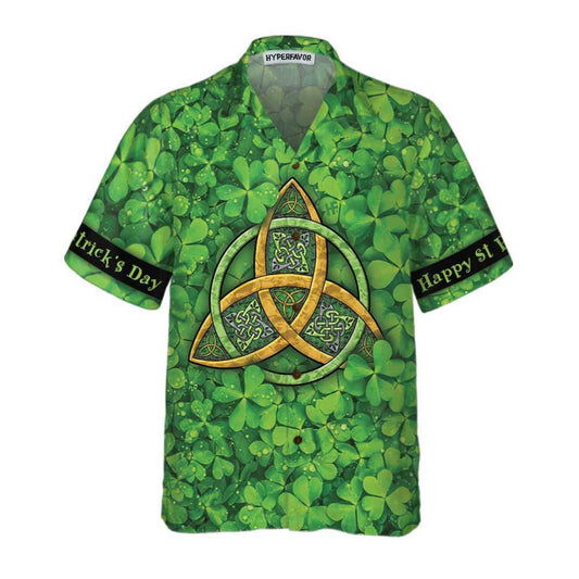 Happy St Patrick's Day Celtic Knot Shamrock Design Hawaiian Shirt, Hawaiian Shirt Gift, Christmas Gift