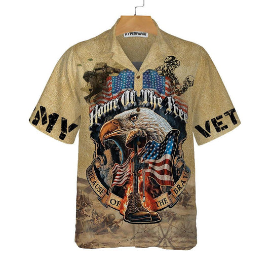 Eagle Army Veteran Home Of The Free Hawaiian Shirt, Hawaiian Shirt Gift, Christmas Gift