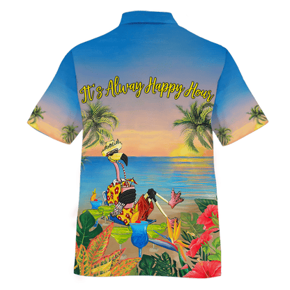 Flamingo See The Sunset Pattern Hawaiian Shirt, Hawaiian Shirt Gift, Christmas Gift