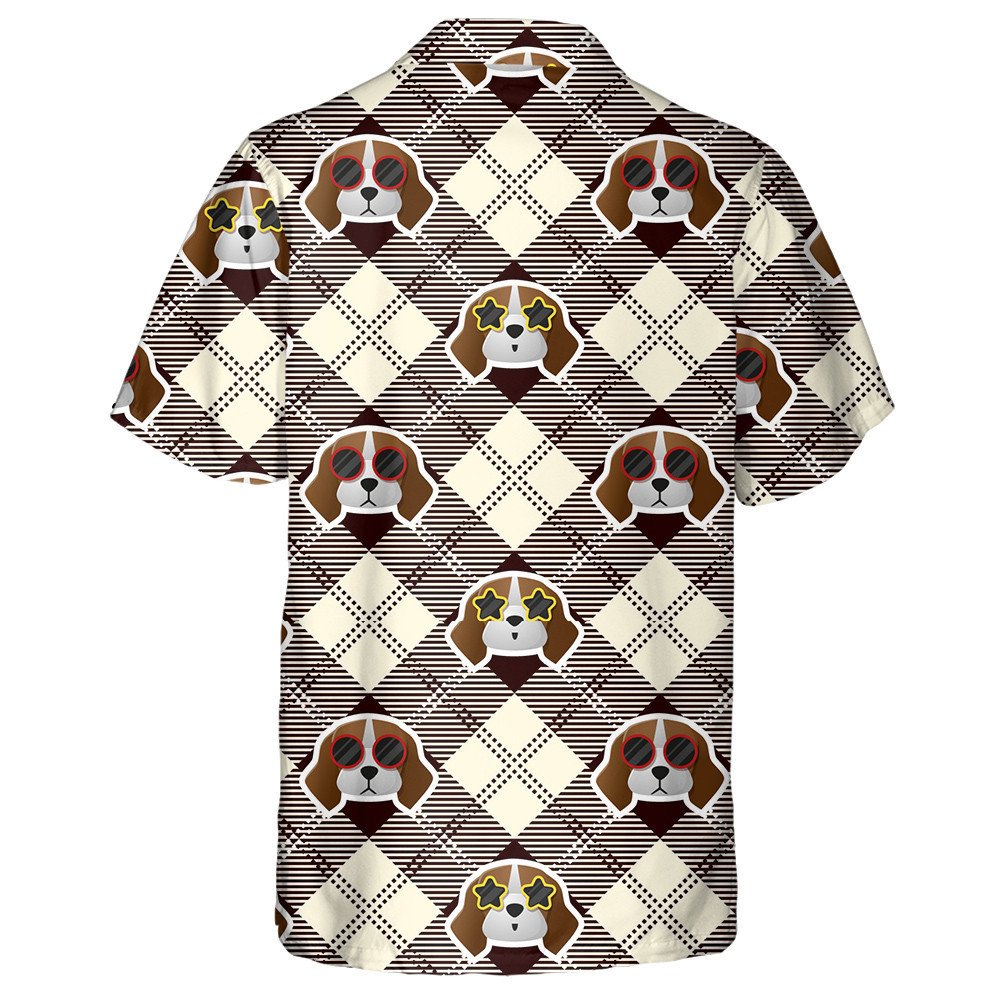 Beagle Dog And Sunglasses On Plaid Hawaiian Shirt, Hawaiian For Gift