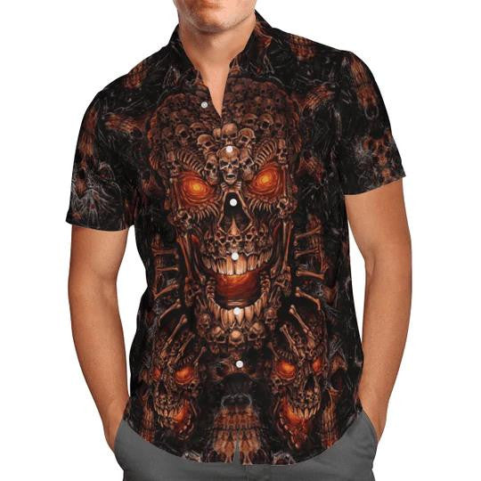 Red Eyes Skull Horror Themed Gift For Halloween Hawaiian Shirt, Hawaiian Shirt Gift, Christmas Gift