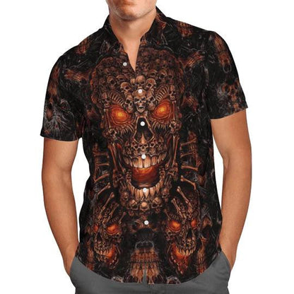 Red Eyes Skull Horror Themed Gift For Halloween Hawaiian Shirt, Hawaiian Shirt Gift, Christmas Gift