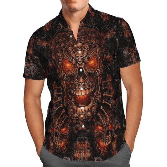 Red Eyes Skull Horror Themed Gift For Halloween Hawaiian Shirt, Hawaiian Shirt Gift, Christmas Gift