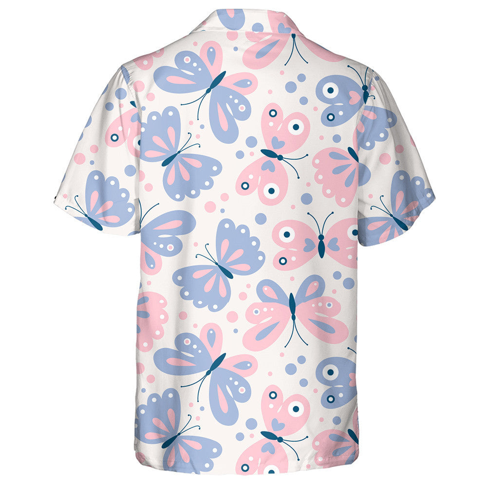 Beautiful Girly With Cute Butterflies On White Hawaiian Shirt, Hawaiian Shirt Gift, Christmas Gift