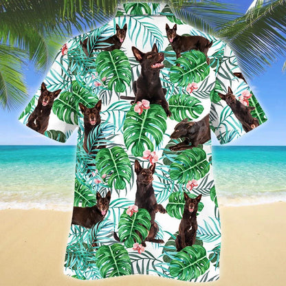 Australian Kelpie Dog Tropical Plant Monstera Leaf Pattern Hawaiian Shirt, Hawaiian Shirt Gift, Christmas Gift