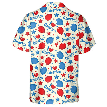 Watercolor Illustration Of Red And Blue Balloon American Proud Hawaiian Shirt, Hawaiian Shirt Gift, Christmas Gift