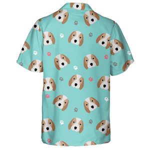 Adorable Beagle Dogs And Paws Blue Hawaiian Shirt, Hawaiian For Gift