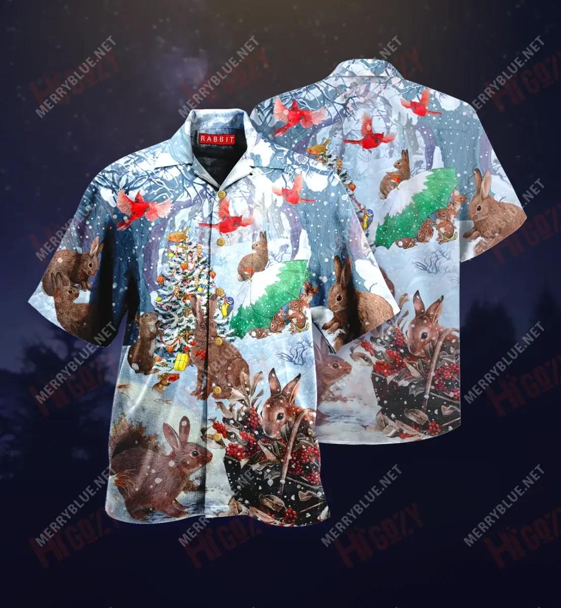 Be Brave Little Rabbits Short Hawaiian Shirt Summer Tropical Shirts Custom Hawaiian Shirts Hawaiian Shirts For Women, Hawaiian Shirt Gift, Christmas Gift