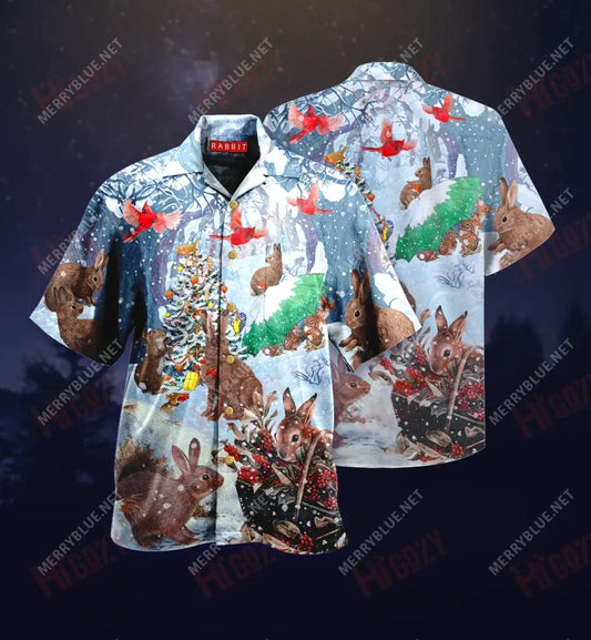 Be Brave Little Rabbits Short Hawaiian Shirt Summer Tropical Shirts Custom Hawaiian Shirts Hawaiian Shirts For Women, Hawaiian Shirt Gift, Christmas Gift