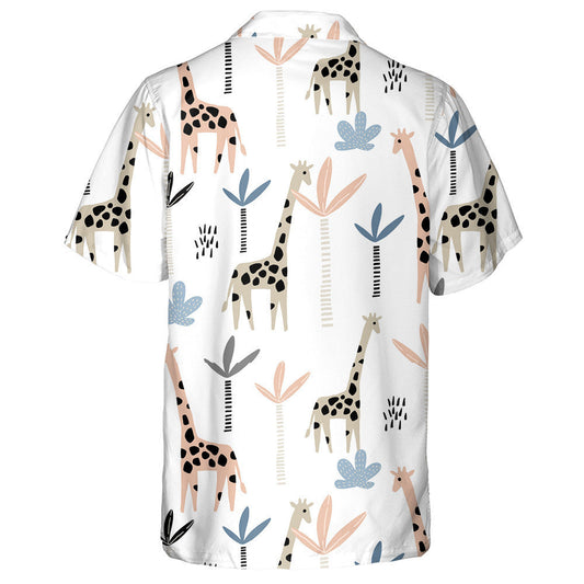 Creative Tall Tree And Color Giraffe Illustration Pattern Hawaiian Shirt, Hawaiian Shirt Gift, Christmas Gift