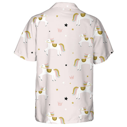Cartoon Cute Horse And Gold Star Hawaiian Shirt, Hawaiian For Gift