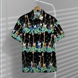 Abstract Bass Guitar Crazy Ornamental Hawaiian Shirt, Hawaiian Shirt Gift, Christmas Gift