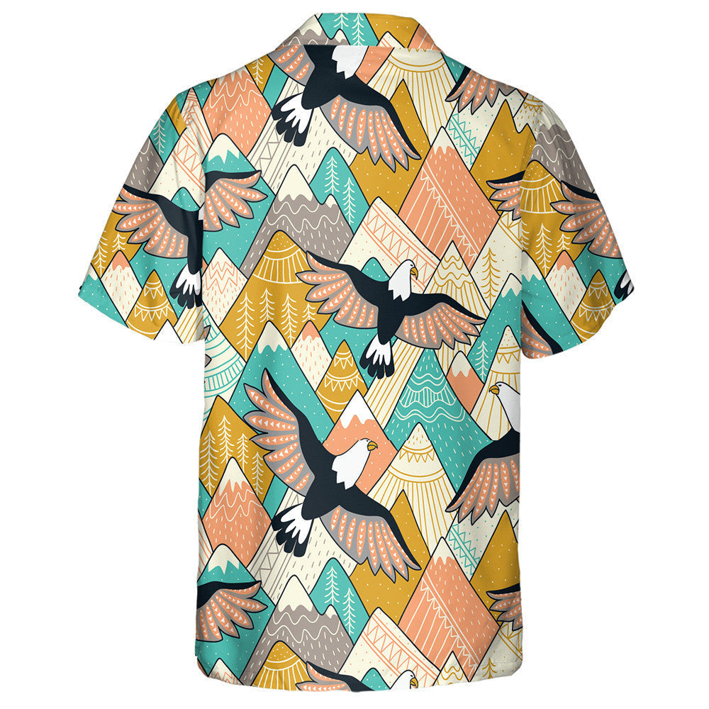 Beautiful Flying Eagles In Colorful Mountains Hawaiian Shirt, Hawaiian For Gift