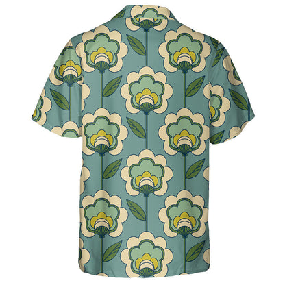 Retro Flower Branch In Green And Cream Drawing Pattern Hawaiian Shirt, Hawaiian Shirt Gift, Christmas Gift