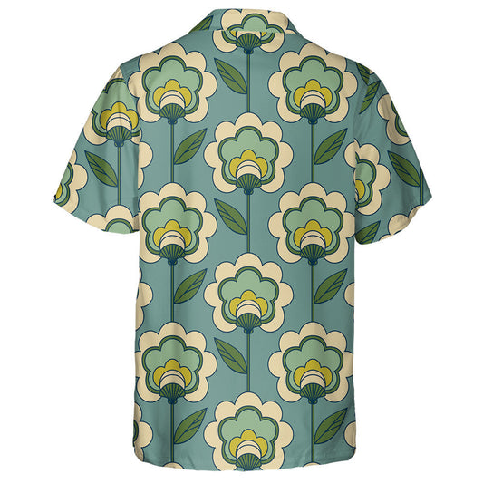 Retro Flower Branch In Green And Cream Drawing Pattern Hawaiian Shirt, Hawaiian Shirt Gift, Christmas Gift