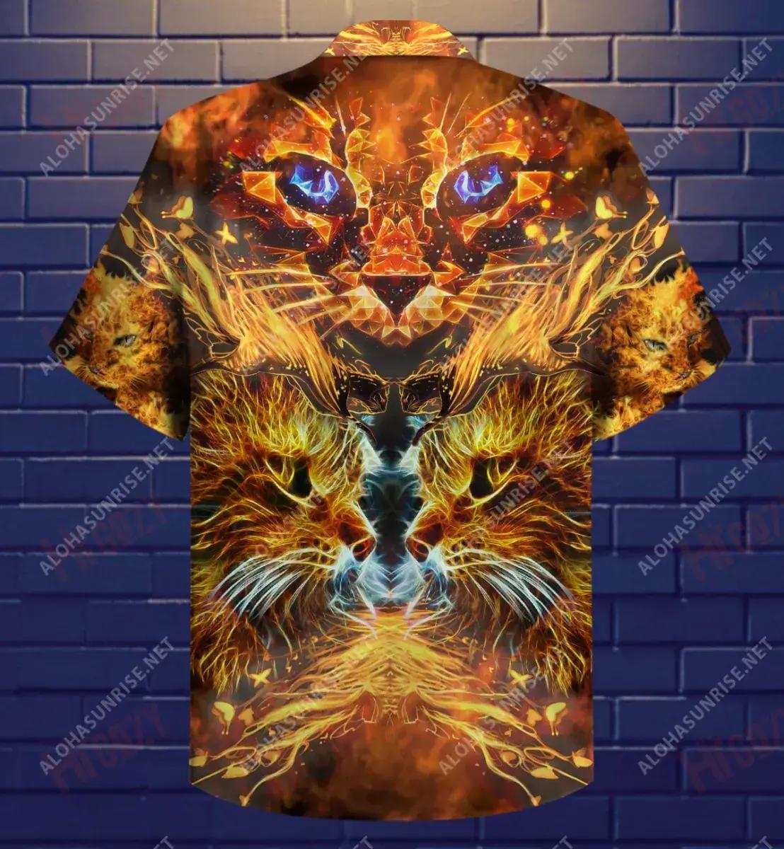 Cool Flaming Cat Short Hawaiian Shirt Hobbies Hawaiian T Shirts Best Hawaiian Shirts Hawaiian Shirts For Women, Hawaiian Shirt Gift, Christmas Gift