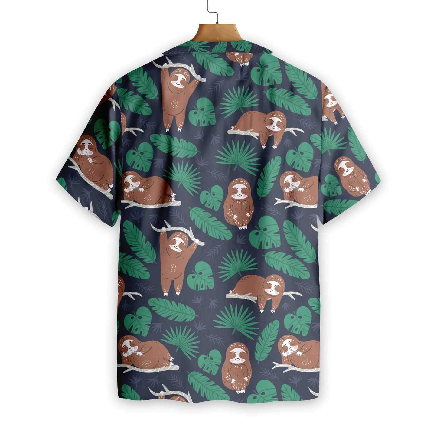 Lazy Sloth And Tropical Leaves Design Hawaiian Shirt, Hawaiian For Gift