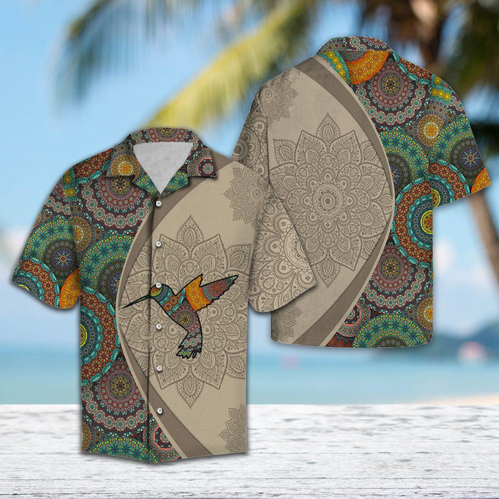 Hummingbird Sucking Mandala Flowers Hawaiian Shirt, Hawaiian For Gift