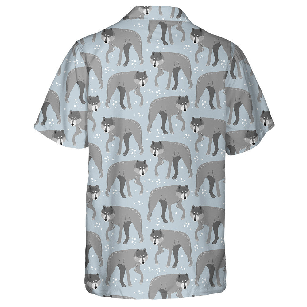 The Image Of A Wolf And White Dot Hawaiian Shirt,Hawaiian Shirt Gift, Christmas Gift