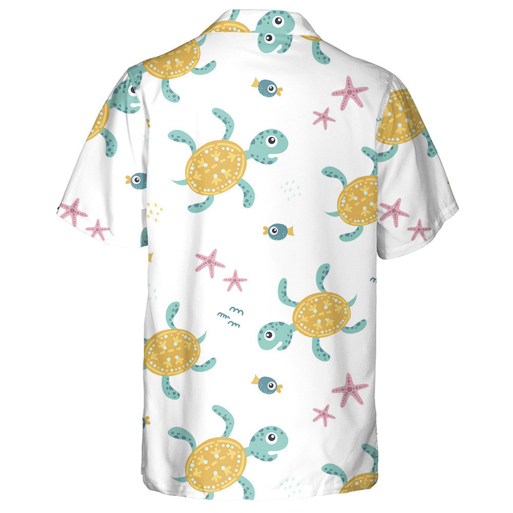 Turtles Fish Corals And Shells In Sea Water Hawaiian Shirt, Hawaiian Shirt Gift, Christmas Gift