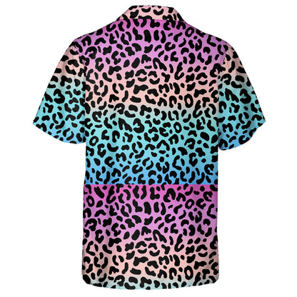 Leopards Pink And Blue Gradient 80s 90s Style Hawaiian Shirt, Hawaiian Shirt Gift, Christmas Gift