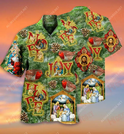 Noel Hope Joy Jesus Christmas Short Hawaiian Shirt Summer Aloha Shirt Tactical Hawaiian Shirt Hawaiian Shirt Pattern, Hawaiian Shirt Gift, Christmas Gift