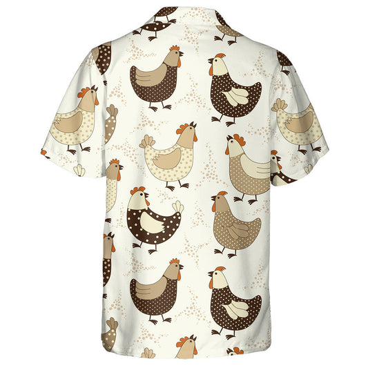 Funny Chicken And Small Dots On White Background Hawaiian Shirt, Hawaiian Shirt Gift, Christmas Gift