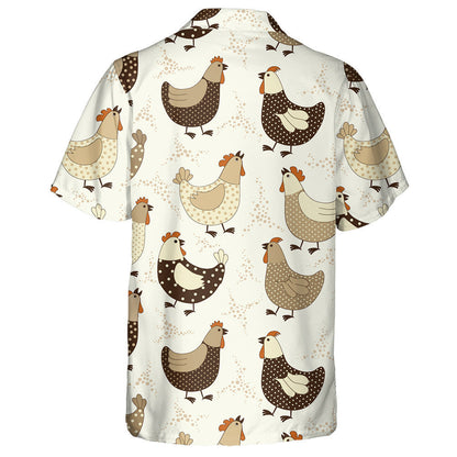 Funny Chicken And Small Dots On White Background Hawaiian Shirt, Hawaiian Shirt Gift, Christmas Gift