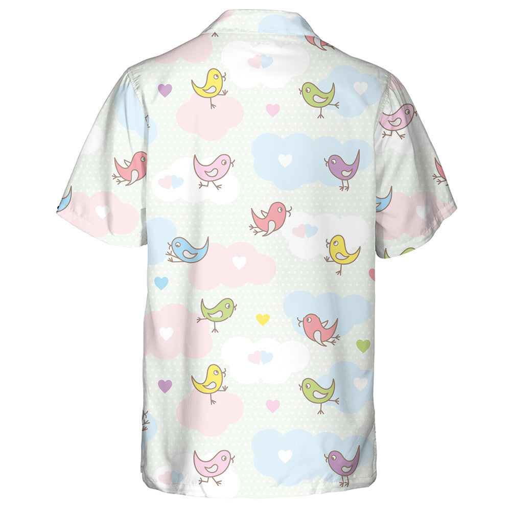 Multicolored Cute Little Birds With Heart And Cloud Hawaiian Shirt, Hawaiian Shirt Gift, Christmas Gift