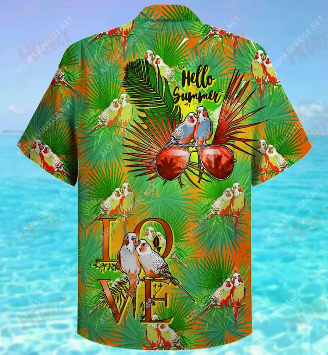 Tropical Parrot Couple Short Hawaiian Shirt Summer Tropical Shirts Tactical Hawaiian Shirt Hawaiian Shirts For Women, Hawaiian Shirt Gift, Christmas Gift