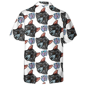 Wolf's Head And Paw In The Night Hawaiian Shirt, Hwaiian For Gift